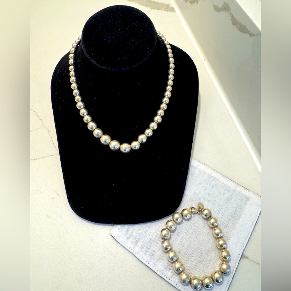 Tiffany & Co. HardWear ball necklace and bracelet in sterling silver.